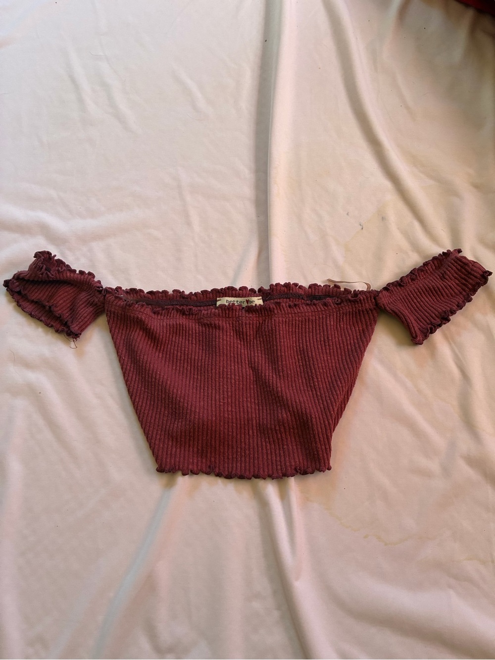 Better Be Off-Shoulder Ribbed Crop Top in pink